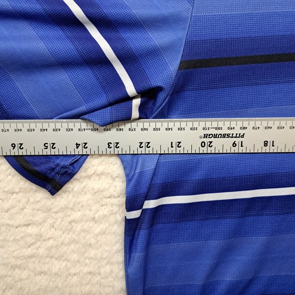 Ben Hogan Mens Size Large Blue Multi Stripe Short Sleeve Golf Polo Shirt - Picture 3 of 7